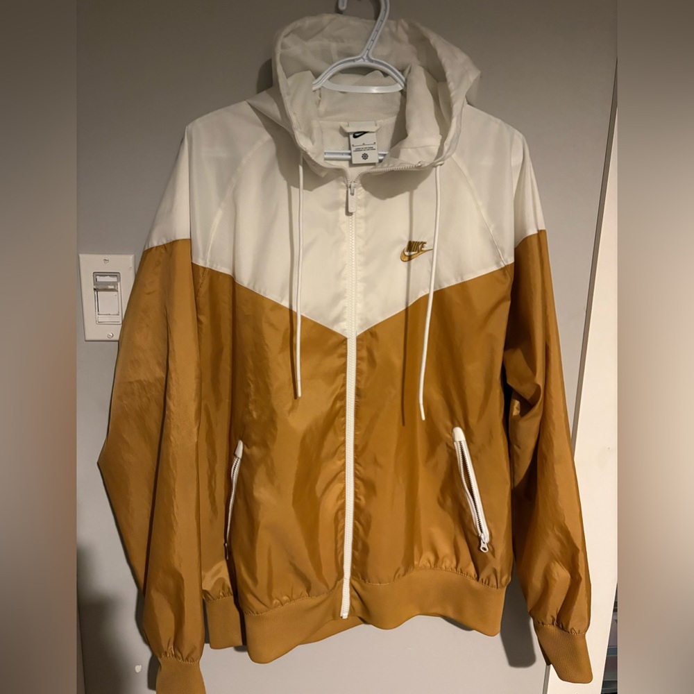Nike White and Brown Hooded Jacket
